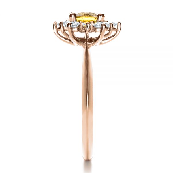18k Rose Gold 18k Rose Gold Diamond And Yellow Sapphire Engagement Ring - Side View - 1403