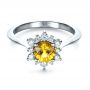 14k White Gold 14k White Gold Diamond And Yellow Sapphire Engagement Ring - Flat View -  1403 - Thumbnail