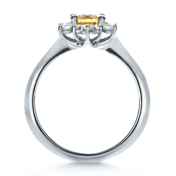 14k White Gold 14k White Gold Diamond And Yellow Sapphire Engagement Ring - Front View -  1403