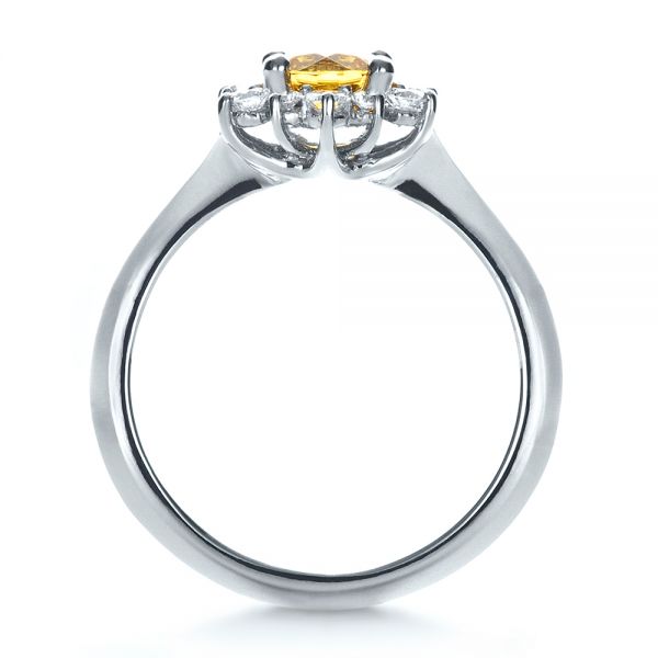 Platinum Platinum Diamond And Yellow Sapphire Engagement Ring - Front View - 1403
