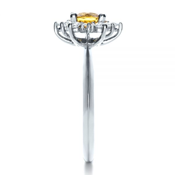 18k White Gold 18k White Gold Diamond And Yellow Sapphire Engagement Ring - Side View -  1403