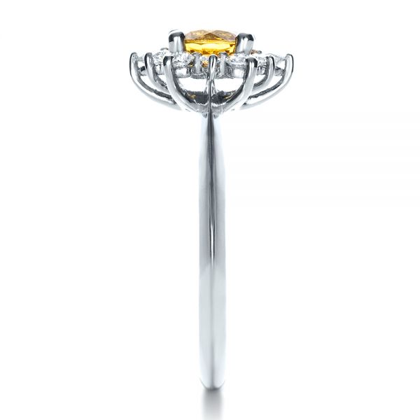 Platinum Platinum Diamond And Yellow Sapphire Engagement Ring - Side View - 1403