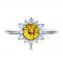 18k White Gold 18k White Gold Diamond And Yellow Sapphire Engagement Ring - Top View -  1403 - Thumbnail