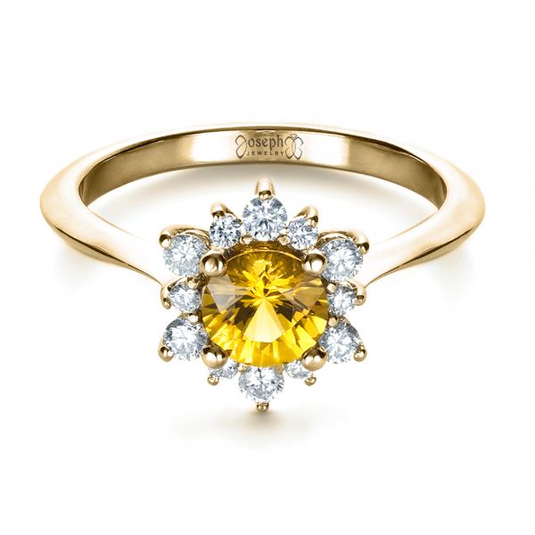 18k Yellow Gold 18k Yellow Gold Diamond And Yellow Sapphire Engagement Ring - Flat View - 1403