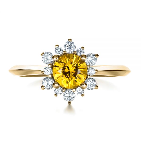 14k Yellow Gold 14k Yellow Gold Diamond And Yellow Sapphire Engagement Ring - Top View -  1403