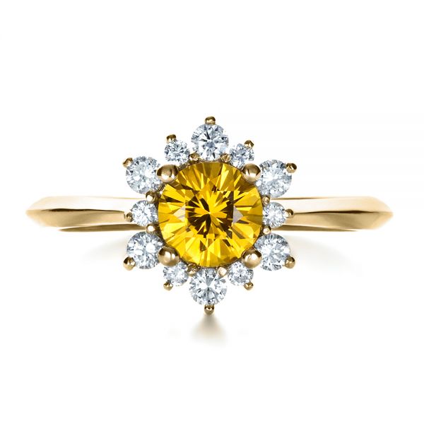 18k Yellow Gold 18k Yellow Gold Diamond And Yellow Sapphire Engagement Ring - Top View - 1403