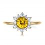 18k Yellow Gold 18k Yellow Gold Diamond And Yellow Sapphire Engagement Ring - Top View -  1403 - Thumbnail