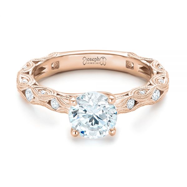 14k Rose Gold 14k Rose Gold Diamond In Filigree Engagement Ring - Flat View -  102788