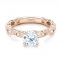 18k Rose Gold 18k Rose Gold Diamond In Filigree Engagement Ring - Flat View -  102788 - Thumbnail