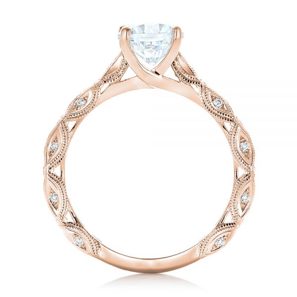 18k Rose Gold 18k Rose Gold Diamond In Filigree Engagement Ring - Front View -  102788