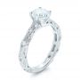 18k White Gold 18k White Gold Diamond In Filigree Engagement Ring - Three-Quarter View -  102788 - Thumbnail