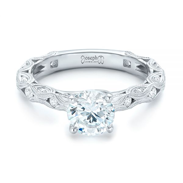  Platinum Platinum Diamond In Filigree Engagement Ring - Flat View -  102788