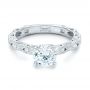 14k White Gold Diamond In Filigree Engagement Ring - Flat View -  102788 - Thumbnail