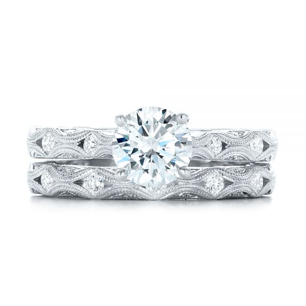  Platinum Platinum Diamond In Filigree Engagement Ring - Top View -  102788