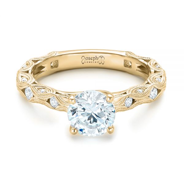 14k Yellow Gold 14k Yellow Gold Diamond In Filigree Engagement Ring - Flat View - 102788