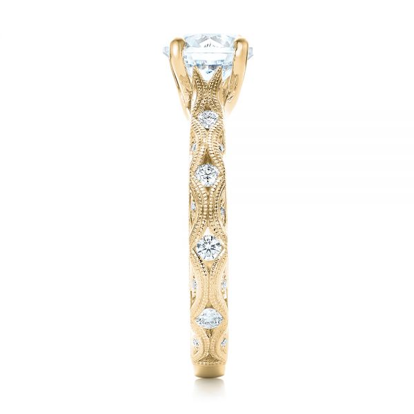 14k Yellow Gold 14k Yellow Gold Diamond In Filigree Engagement Ring - Side View -  102788
