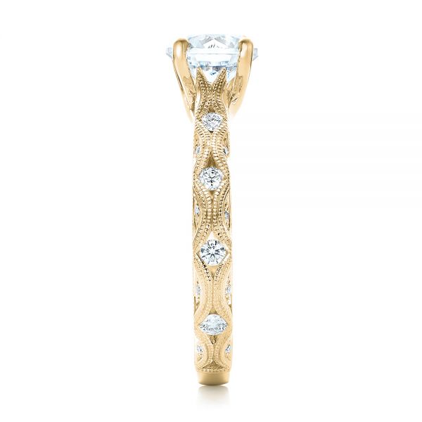 14k Yellow Gold 14k Yellow Gold Diamond In Filigree Engagement Ring - Side View - 102788