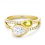14k Yellow Gold Double Center Split Shank Engagement Ring - Flat View -  107434 - Thumbnail