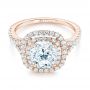 14k Rose Gold 14k Rose Gold Double Halo Diamond Engagement Ring - Flat View -  103061 - Thumbnail
