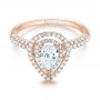 18k Rose Gold 18k Rose Gold Double Halo Diamond Engagement Ring - Flat View -  103091 - Thumbnail