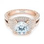 18k Rose Gold 18k Rose Gold Double Halo Diamond Engagement Ring - Flat View -  103712 - Thumbnail