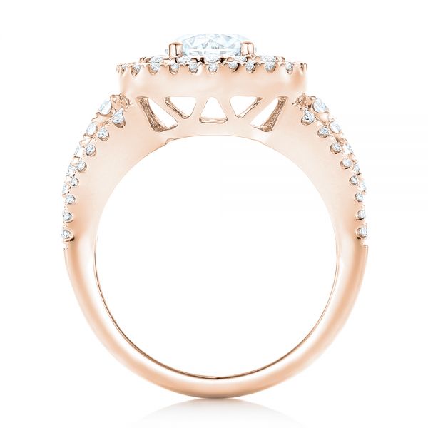 18k Rose Gold 18k Rose Gold Double Halo Diamond Engagement Ring - Front View -  102487