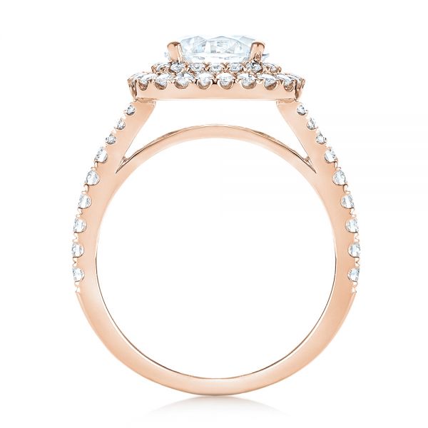 14k Rose Gold 14k Rose Gold Double Halo Diamond Engagement Ring - Front View -  103061