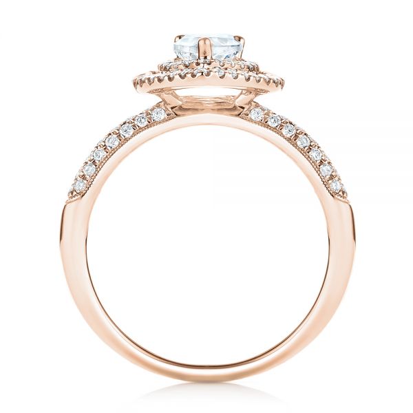 14k Rose Gold 14k Rose Gold Double Halo Diamond Engagement Ring - Front View -  103091