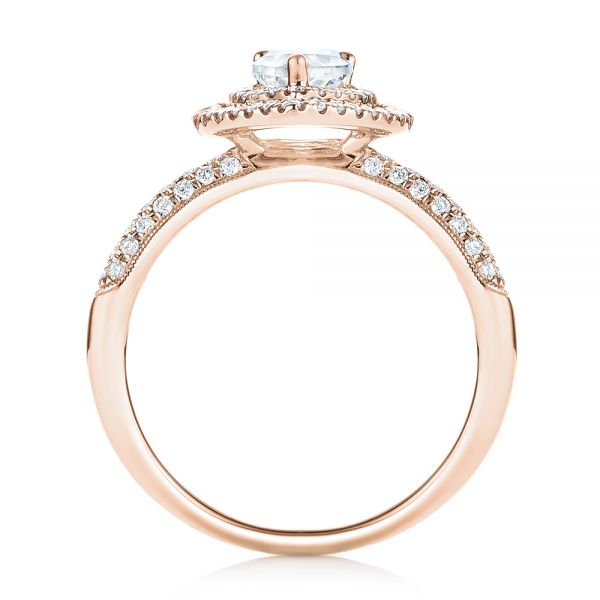 18k Rose Gold 18k Rose Gold Double Halo Diamond Engagement Ring - Front View - 103091