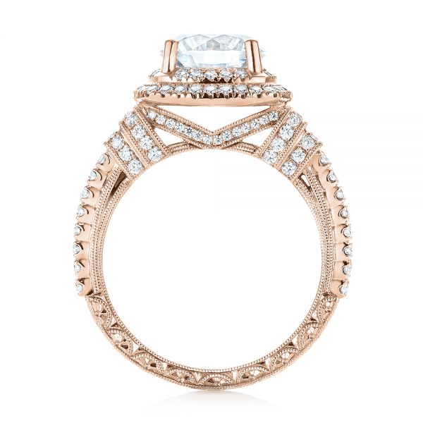 18k Rose Gold 18k Rose Gold Double Halo Diamond Engagement Ring - Front View -  103712