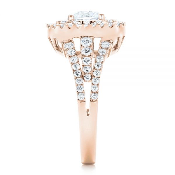 18k Rose Gold 18k Rose Gold Double Halo Diamond Engagement Ring - Side View -  102487
