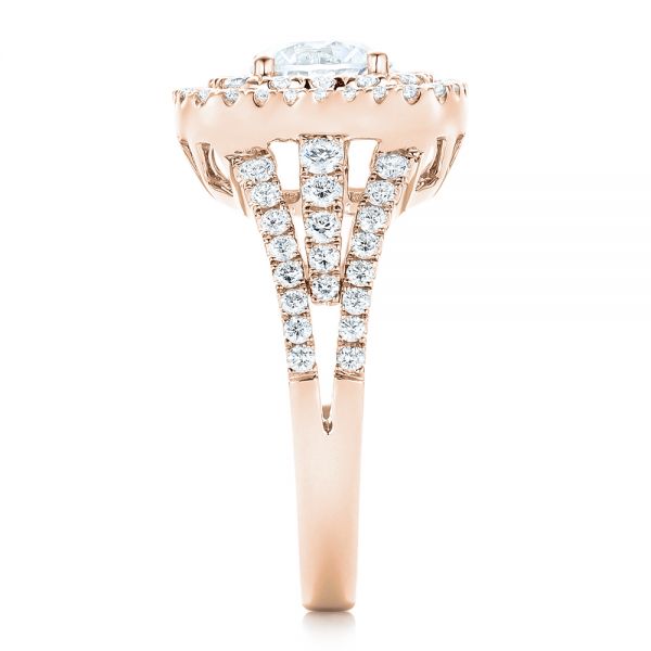 18k Rose Gold 18k Rose Gold Double Halo Diamond Engagement Ring - Side View -  102487