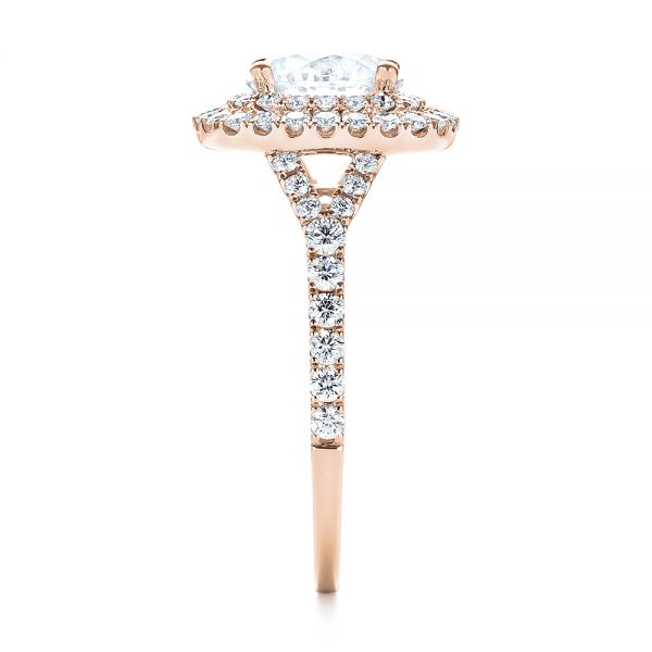 14k Rose Gold 14k Rose Gold Double Halo Diamond Engagement Ring - Side View -  103061