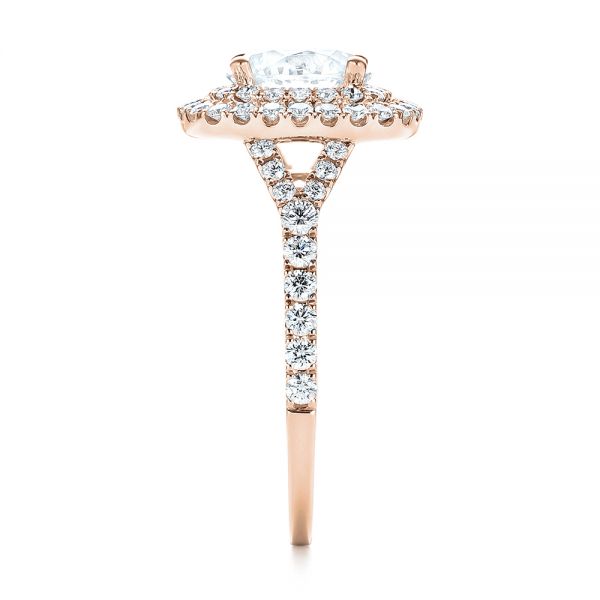 14k Rose Gold 14k Rose Gold Double Halo Diamond Engagement Ring - Side View - 103061