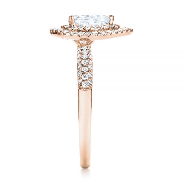 14k Rose Gold 14k Rose Gold Double Halo Diamond Engagement Ring - Side View -  103091