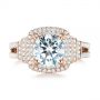18k Rose Gold 18k Rose Gold Double Halo Diamond Engagement Ring - Top View -  103712 - Thumbnail