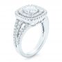 14k White Gold Double Halo Diamond Engagement Ring - Three-Quarter View -  102487 - Thumbnail
