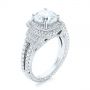 18k White Gold Double Halo Diamond Engagement Ring - Three-Quarter View -  103712 - Thumbnail