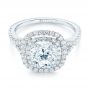 18k White Gold Double Halo Diamond Engagement Ring - Flat View -  103061 - Thumbnail