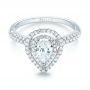 18k White Gold Double Halo Diamond Engagement Ring - Flat View -  103091 - Thumbnail