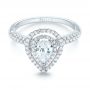 18k White Gold Double Halo Diamond Engagement Ring - Flat View -  103091 - Thumbnail