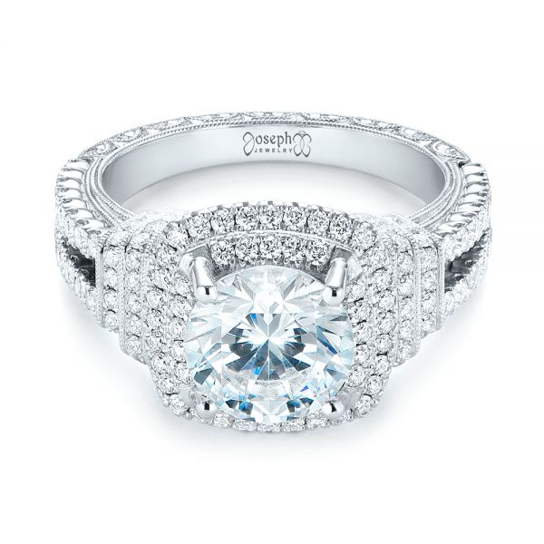  Platinum Platinum Double Halo Diamond Engagement Ring - Flat View -  103712