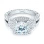 18k White Gold Double Halo Diamond Engagement Ring - Flat View -  103712 - Thumbnail