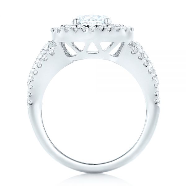 14k White Gold Double Halo Diamond Engagement Ring - Front View -  102487