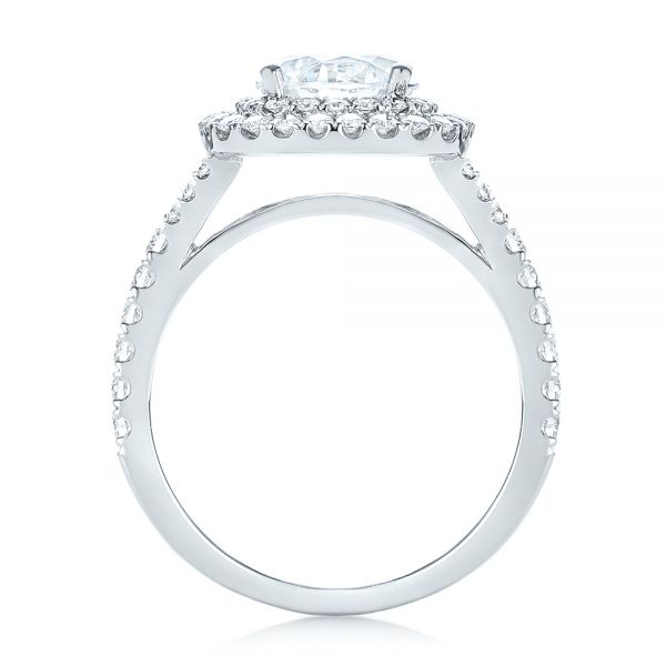18k White Gold Double Halo Diamond Engagement Ring - Front View - 103061