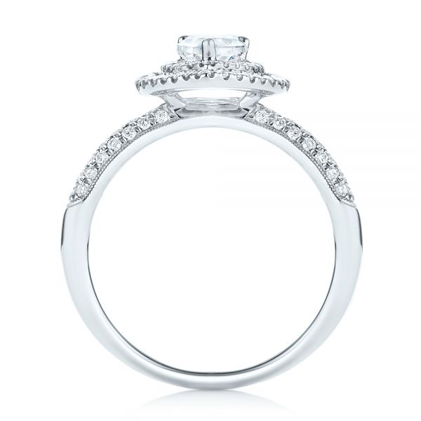 18k White Gold Double Halo Diamond Engagement Ring - Front View -  103091