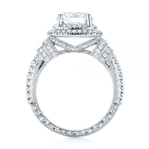 18k White Gold Double Halo Diamond Engagement Ring - Front View -  103712