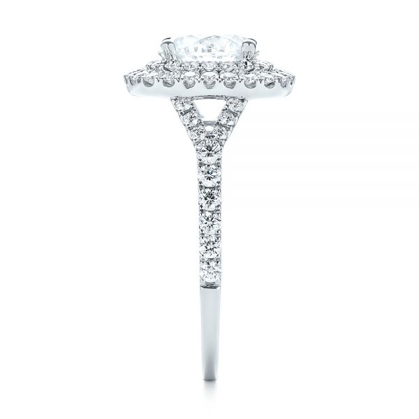 18k White Gold Double Halo Diamond Engagement Ring - Side View - 103061