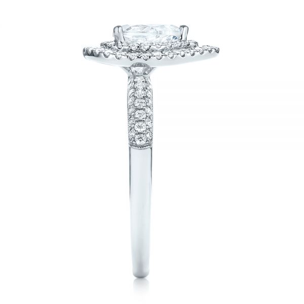 18k White Gold Double Halo Diamond Engagement Ring - Side View -  103091