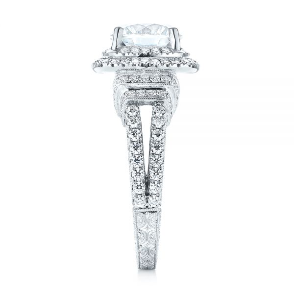 14k White Gold 14k White Gold Double Halo Diamond Engagement Ring - Side View -  103712